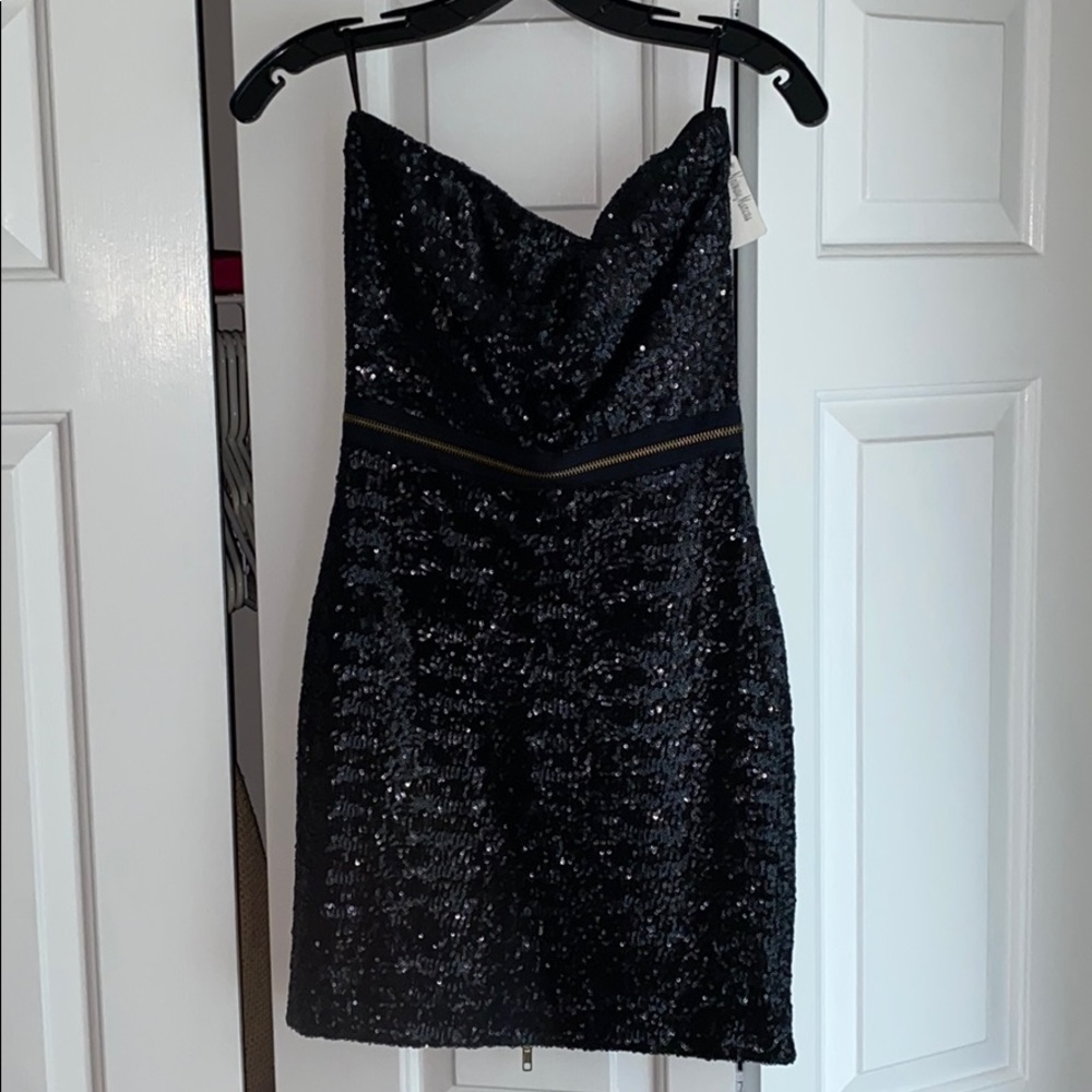 Dress the Population black sequin strapless mini